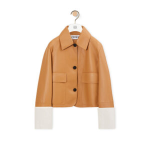 Women's Petite Casual Leather Cropped Leather Jacket