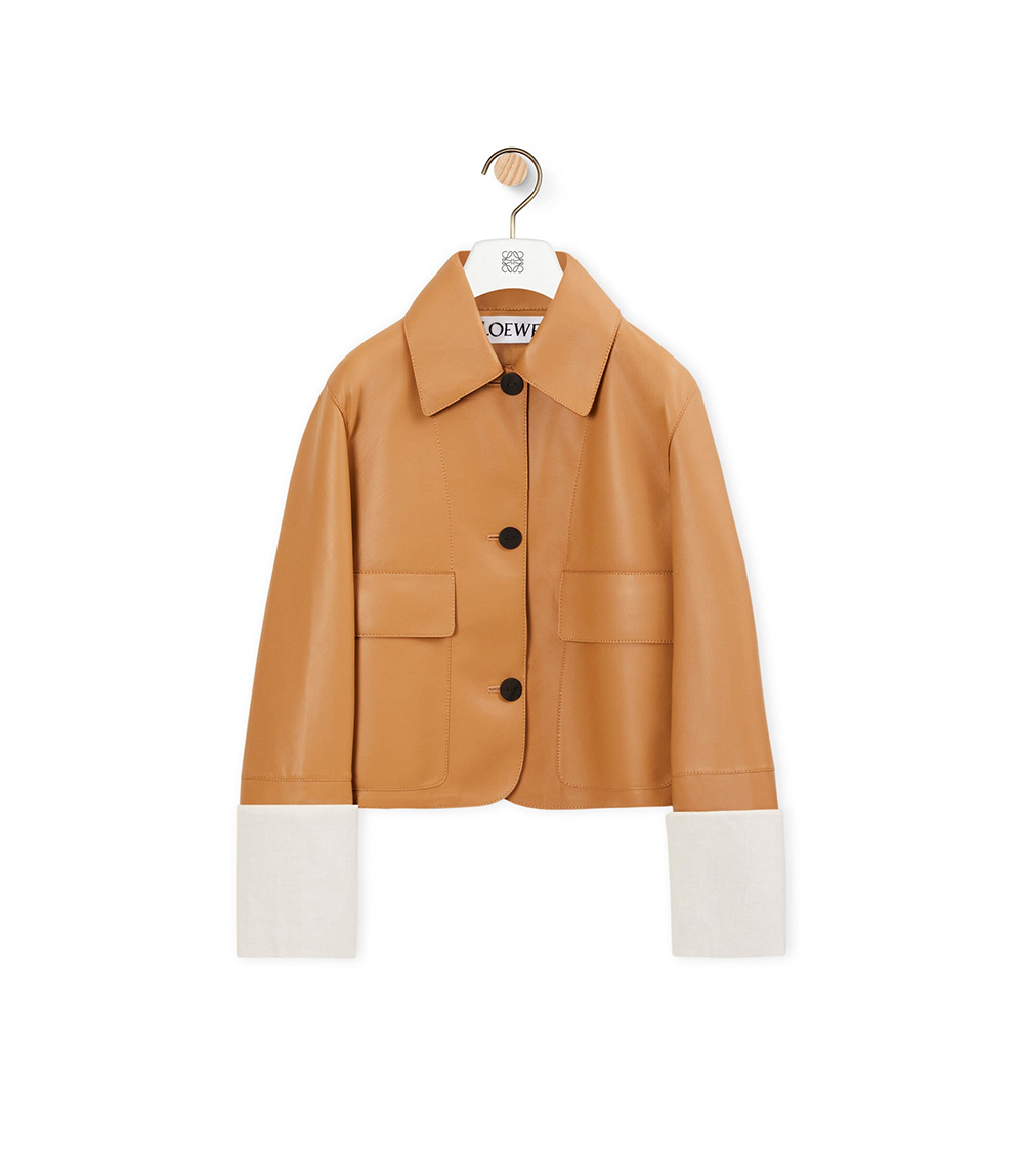 Women's Petite Casual Leather Cropped Leather Jacket