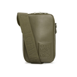 Vertical Leather Purse With Zipper - Green